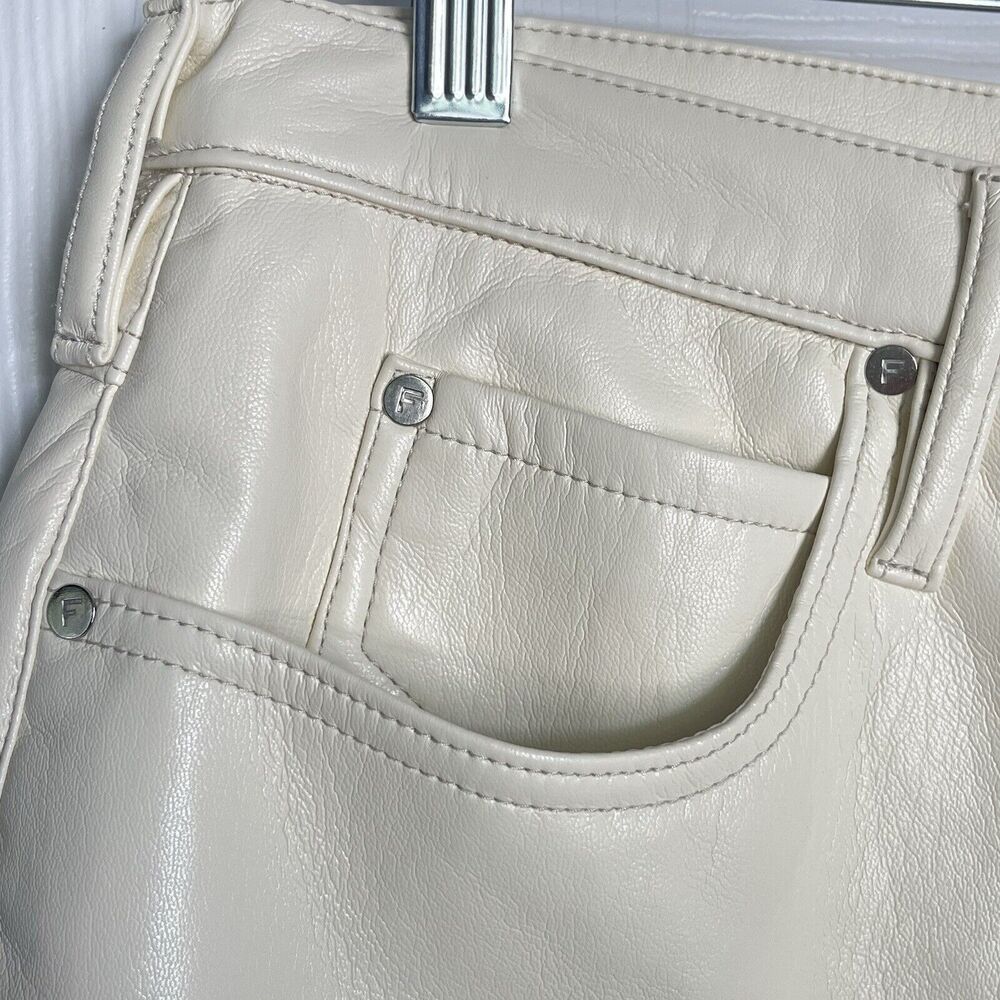 FRAME Womens Pants Size 32 Ivory Bone Faux Leather Straight Jean New - Picture 13 of 16